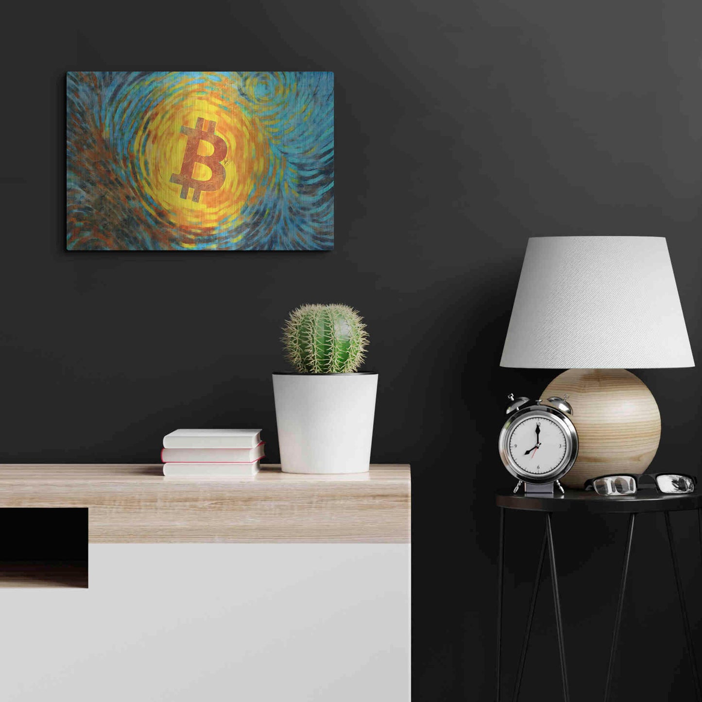 Luxe Metal Art 'Van Gogh Bitcoin' by Katalina, Metal Wall Art,24x16