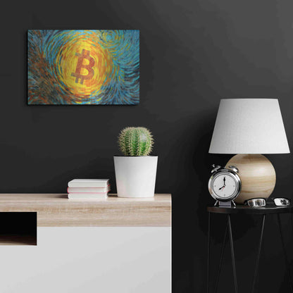 Luxe Metal Art 'Van Gogh Bitcoin' by Katalina, Metal Wall Art,24x16