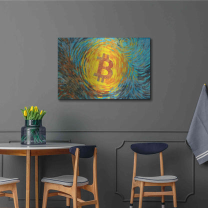 Luxe Metal Art 'Van Gogh Bitcoin' by Katalina, Metal Wall Art,36x24