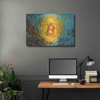 Luxe Metal Art 'Van Gogh Bitcoin' by Katalina, Metal Wall Art,36x24