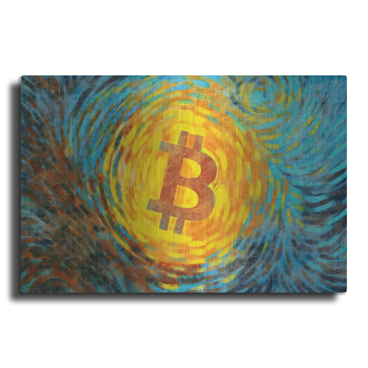 Luxe Metal Art 'Van Gogh Bitcoin' by Katalina, Metal Wall Art