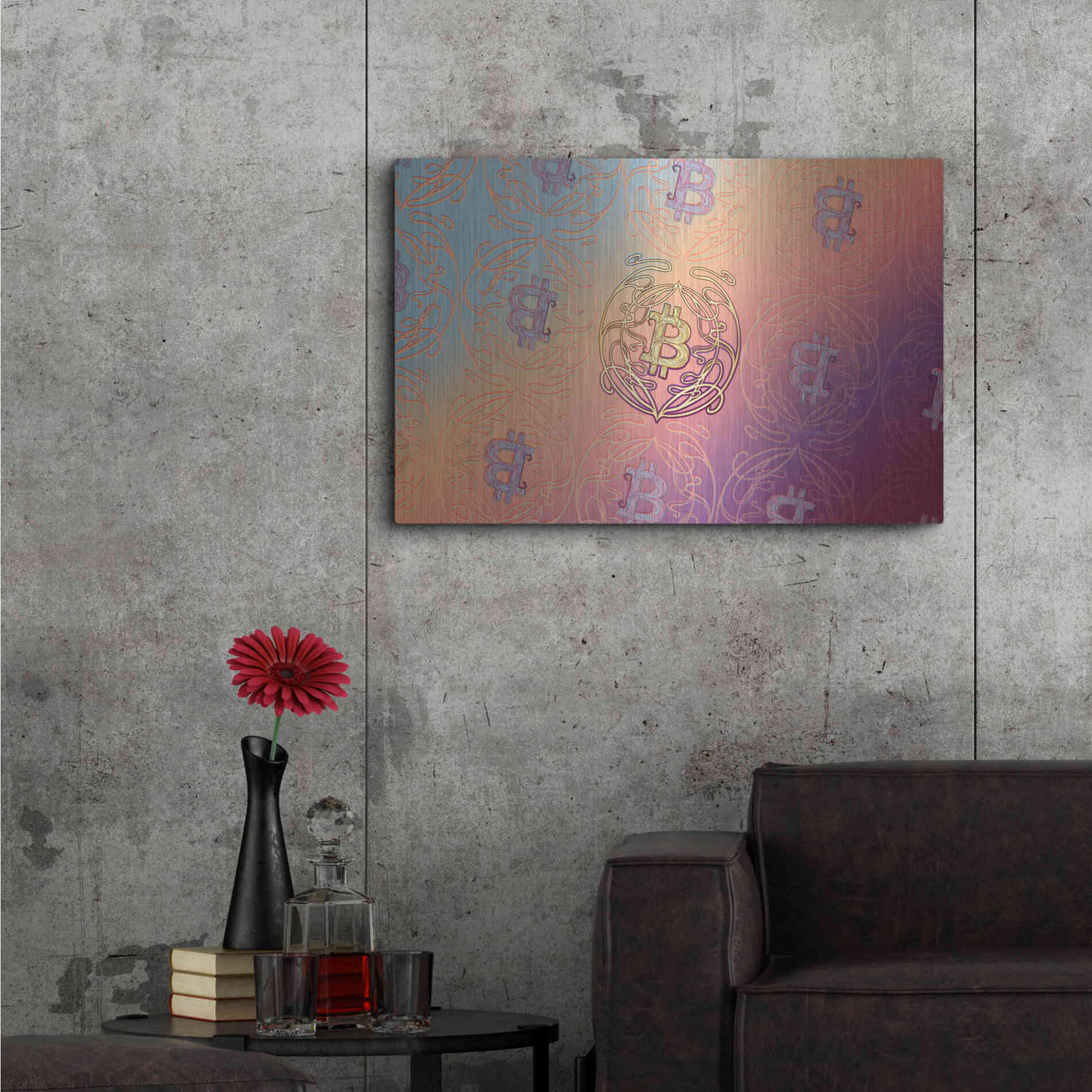 Luxe Metal Art 'Art Nouveau Bitcoin' by Katalina, Metal Wall Art,36x24