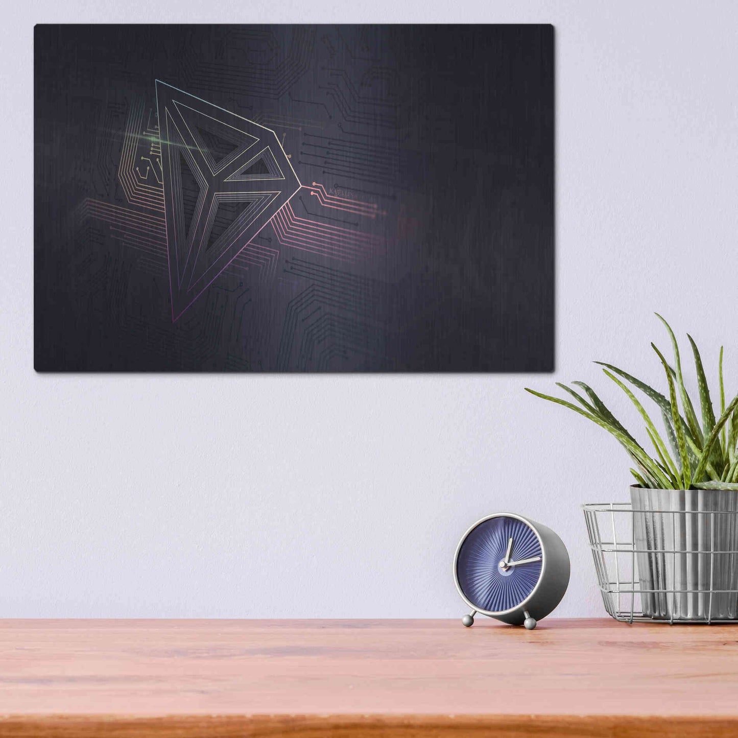 Luxe Metal Art 'Crypto-Tron' by Katalina, Metal Wall Art,16x12