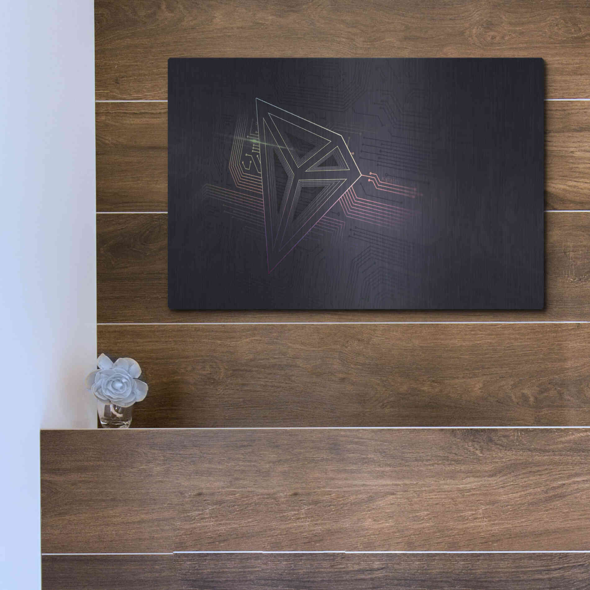 Luxe Metal Art 'Crypto-Tron' by Katalina, Metal Wall Art,16x12