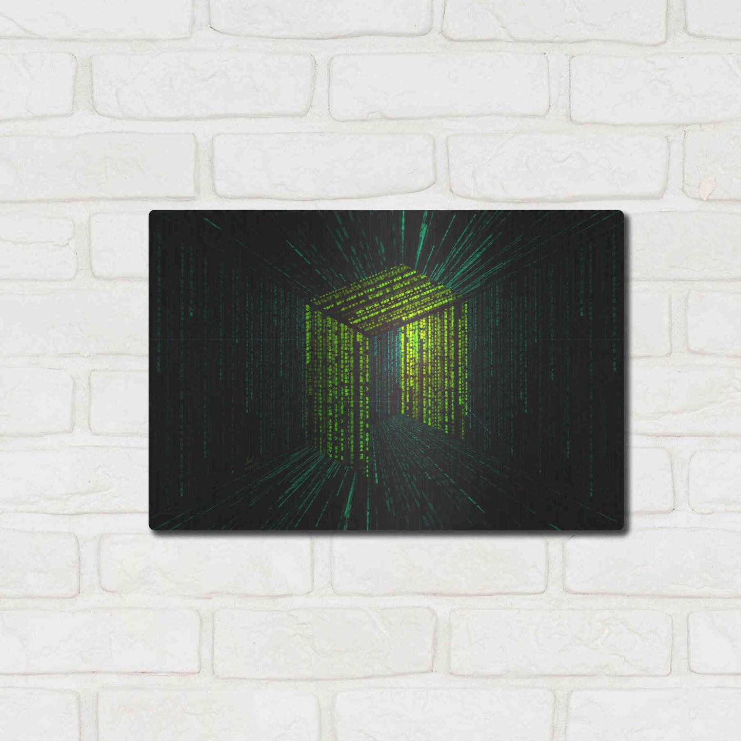 Luxe Metal Art 'Digital Rain Neo Crypto' by Katalina, Metal Wall Art,16x12