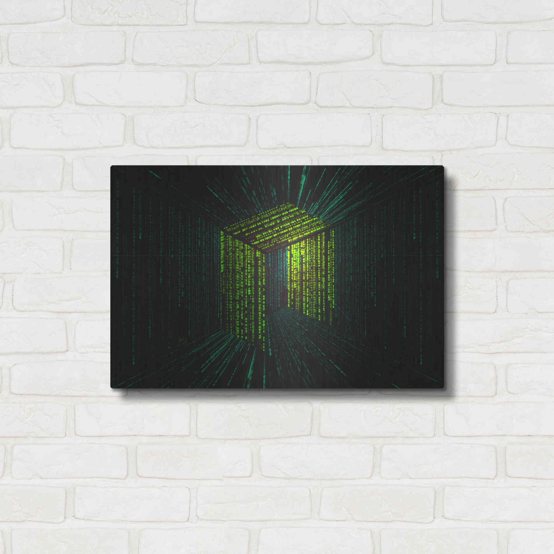 Luxe Metal Art 'Digital Rain Neo Crypto' by Katalina, Metal Wall Art,24x16