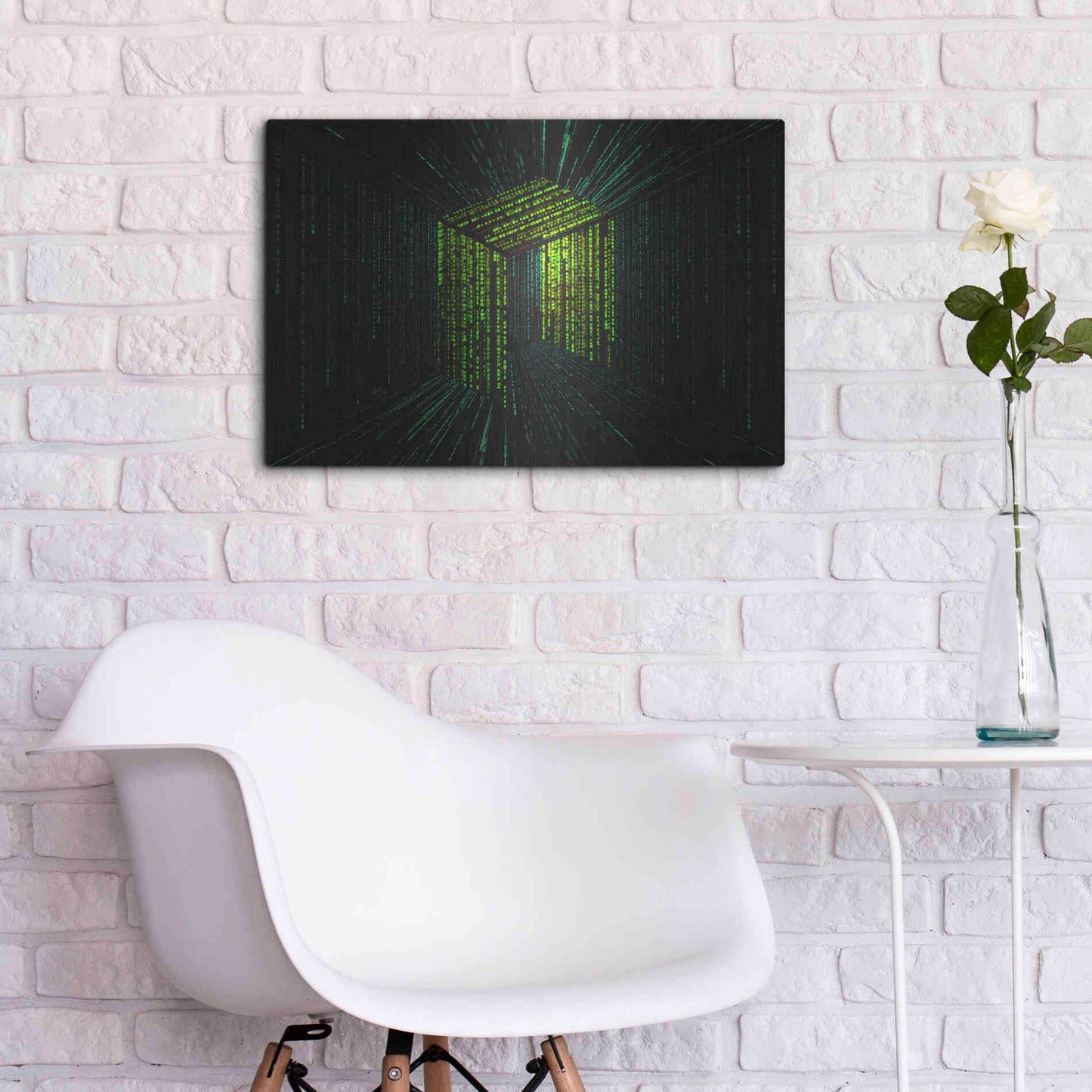Luxe Metal Art 'Digital Rain Neo Crypto' by Katalina, Metal Wall Art,24x16