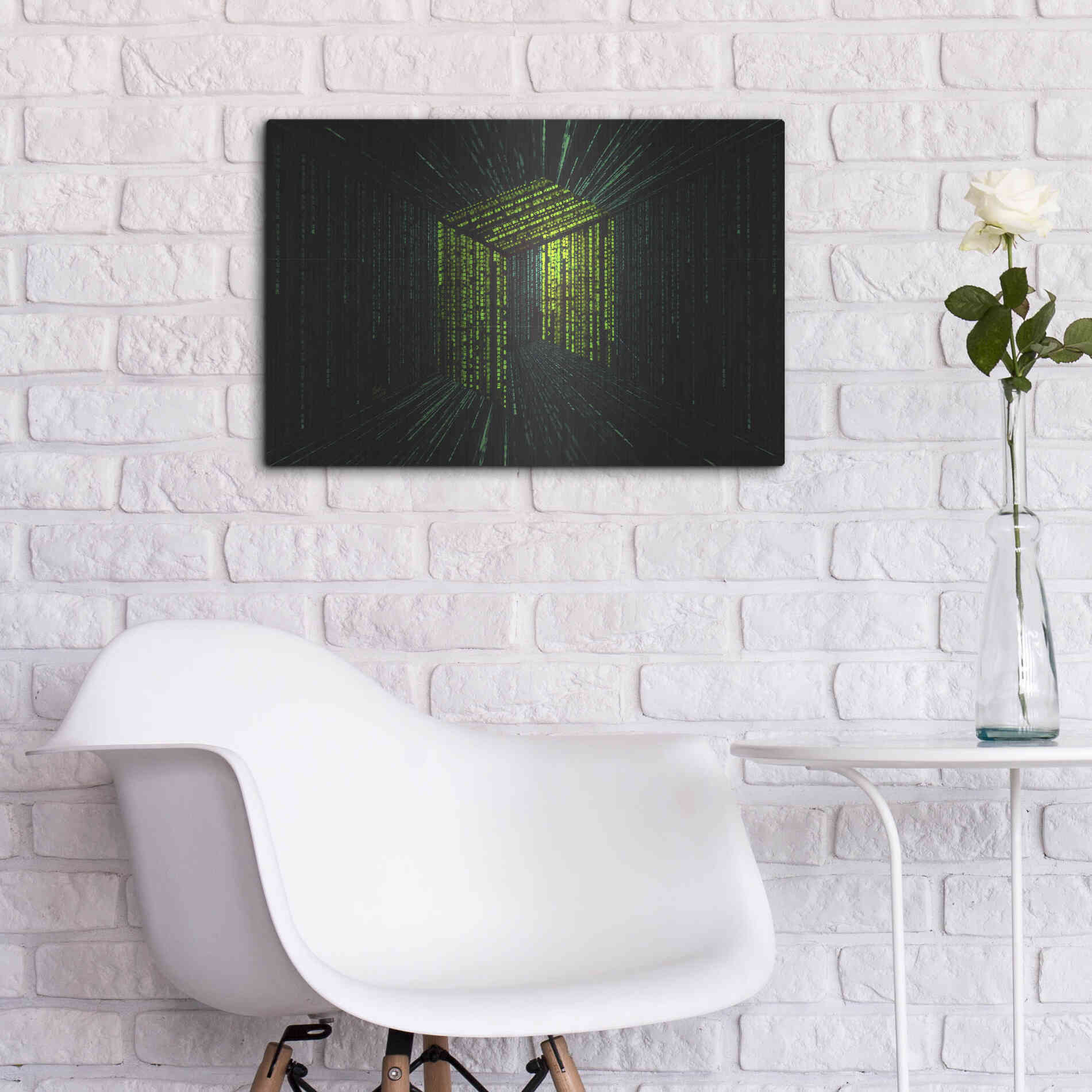 Luxe Metal Art 'Digital Rain Neo Crypto' by Katalina, Metal Wall Art,24x16