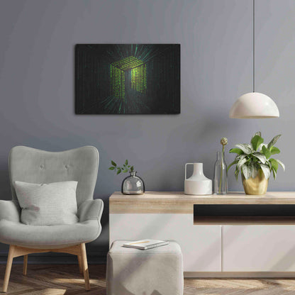 Luxe Metal Art 'Digital Rain Neo Crypto' by Katalina, Metal Wall Art,24x16