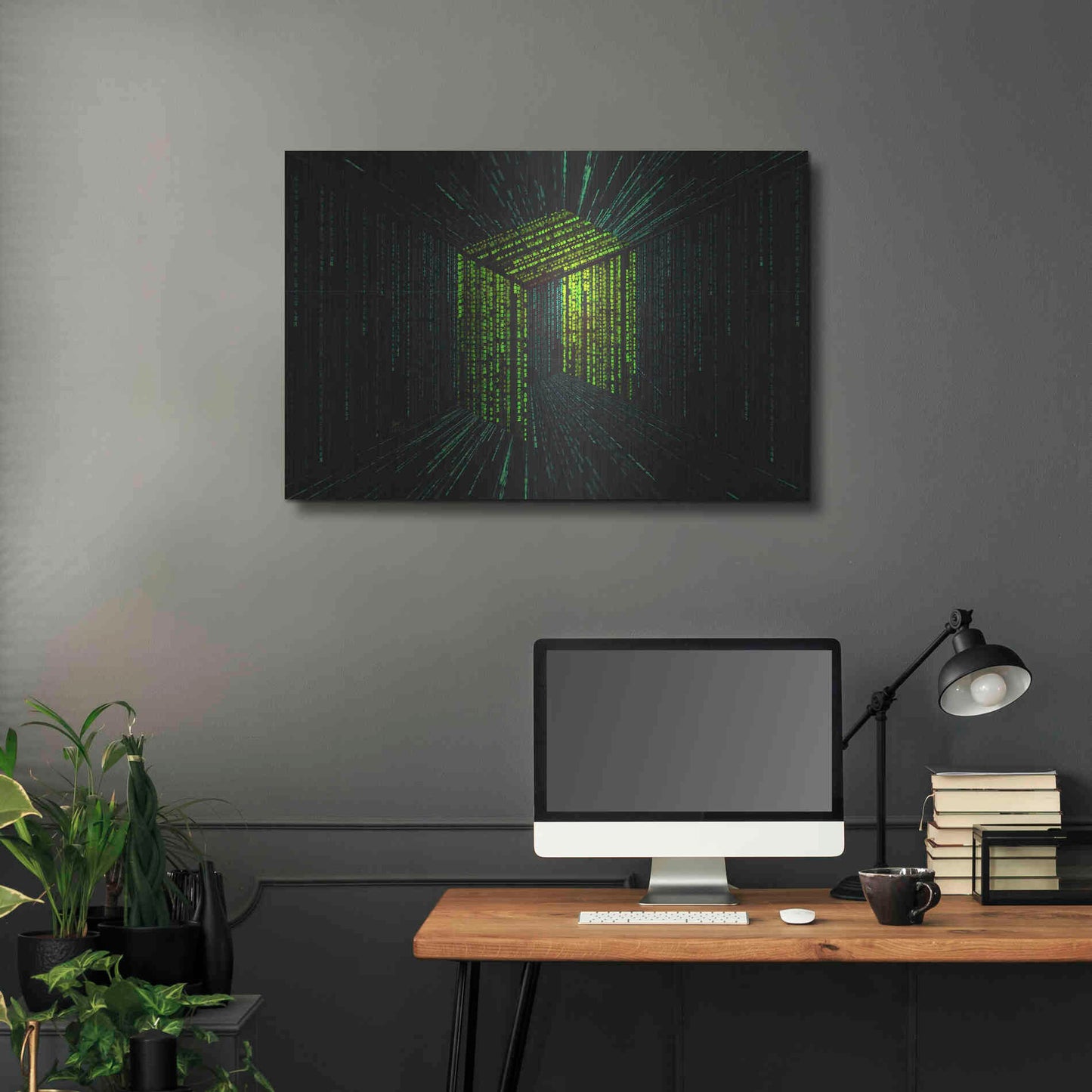 Luxe Metal Art 'Digital Rain Neo Crypto' by Katalina, Metal Wall Art,36x24