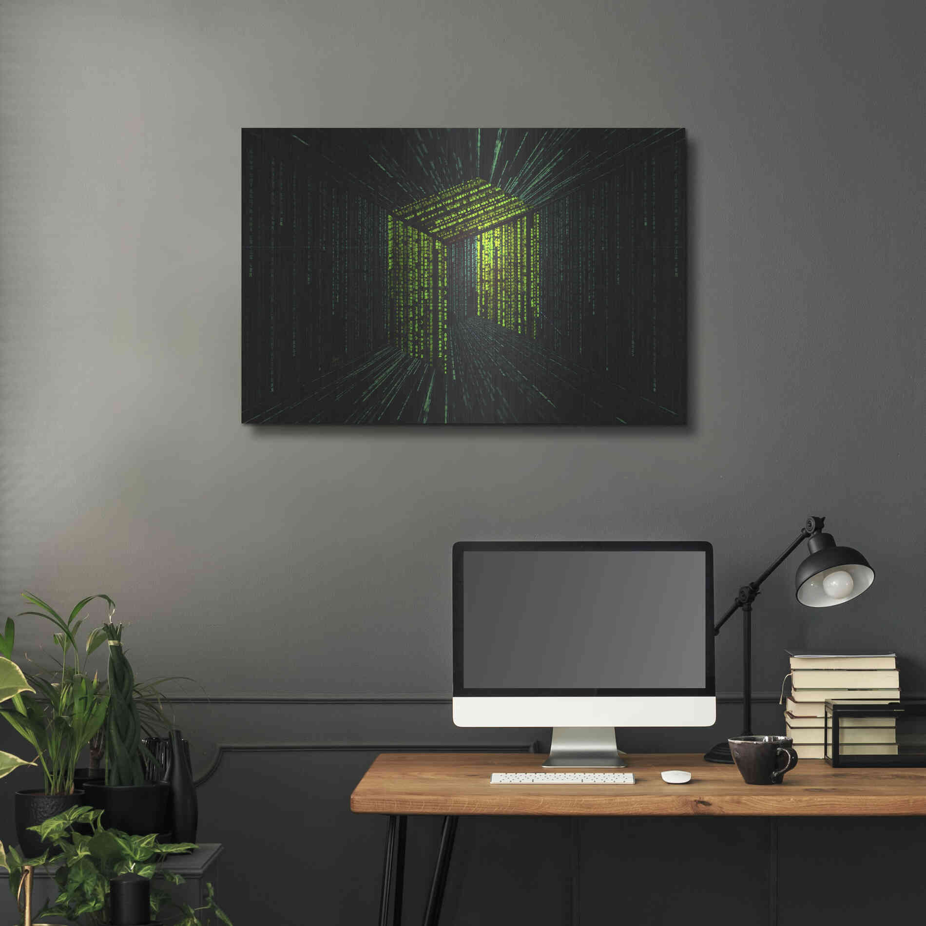 Luxe Metal Art 'Digital Rain Neo Crypto' by Katalina, Metal Wall Art,36x24