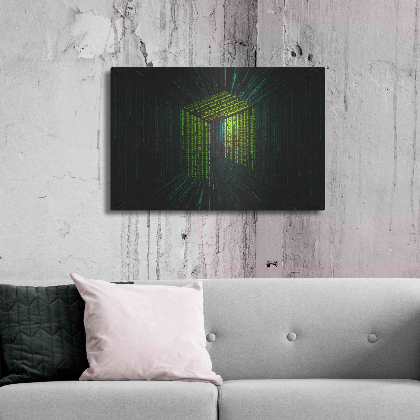 Luxe Metal Art 'Digital Rain Neo Crypto' by Katalina, Metal Wall Art,36x24