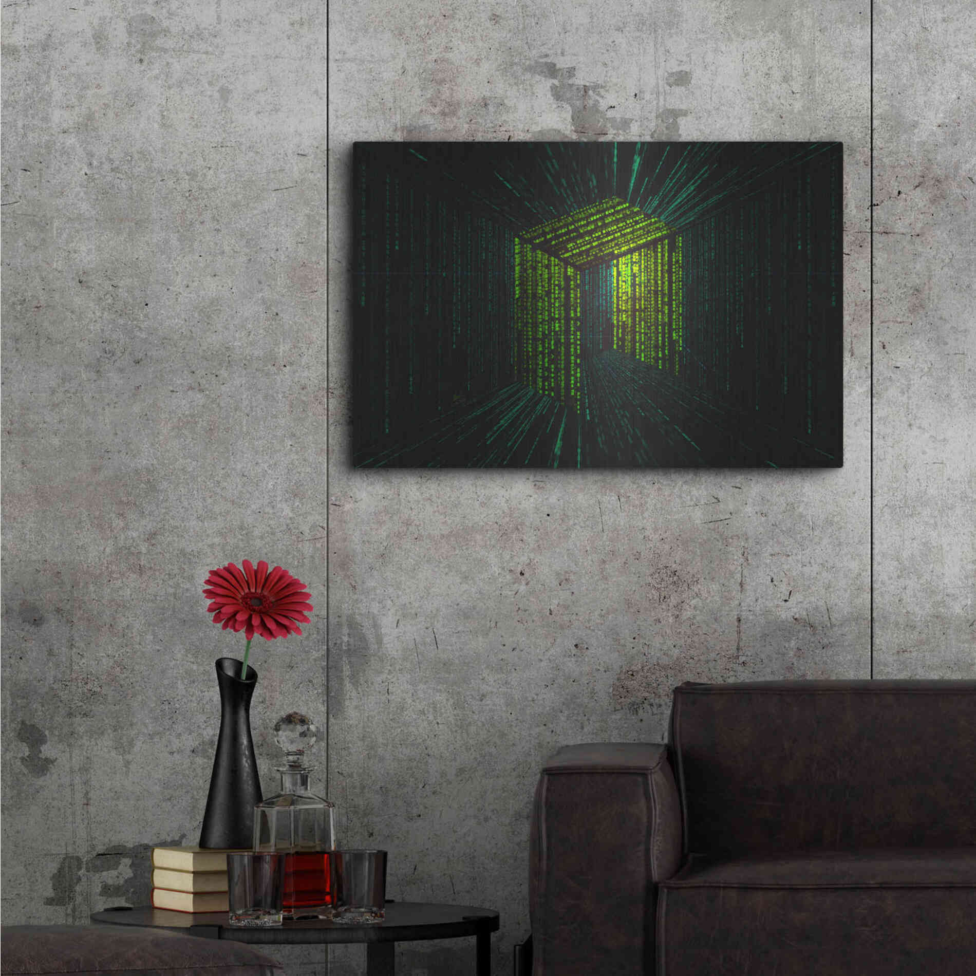 Luxe Metal Art 'Digital Rain Neo Crypto' by Katalina, Metal Wall Art,36x24