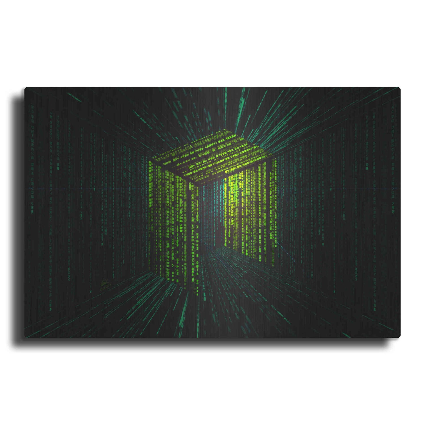 Luxe Metal Art 'Digital Rain Neo Crypto' by Katalina, Metal Wall Art