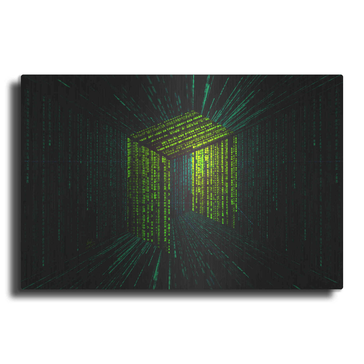 Luxe Metal Art 'Digital Rain Neo Crypto' by Katalina, Metal Wall Art