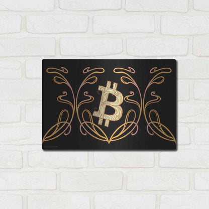 Luxe Metal Art 'Art Nouveau Bitcoin Gold' by Katalina, Metal Wall Art,16x12