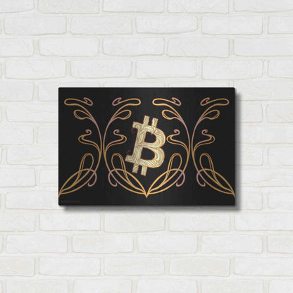 Luxe Metal Art 'Art Nouveau Bitcoin Gold' by Katalina, Metal Wall Art,24x16