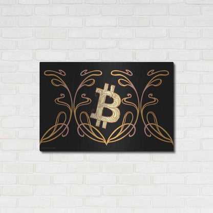 Luxe Metal Art 'Art Nouveau Bitcoin Gold' by Katalina, Metal Wall Art,36x24
