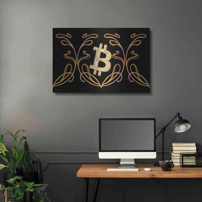 Luxe Metal Art 'Art Nouveau Bitcoin Gold' by Katalina, Metal Wall Art,36x24