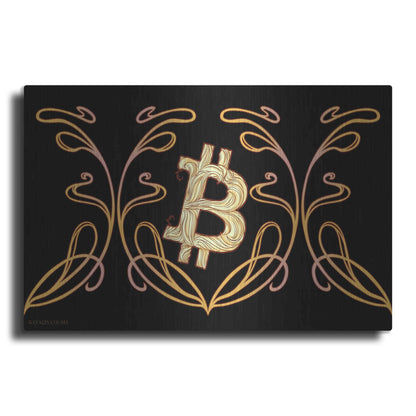 Luxe Metal Art 'Art Nouveau Bitcoin Gold' by Katalina, Metal Wall Art