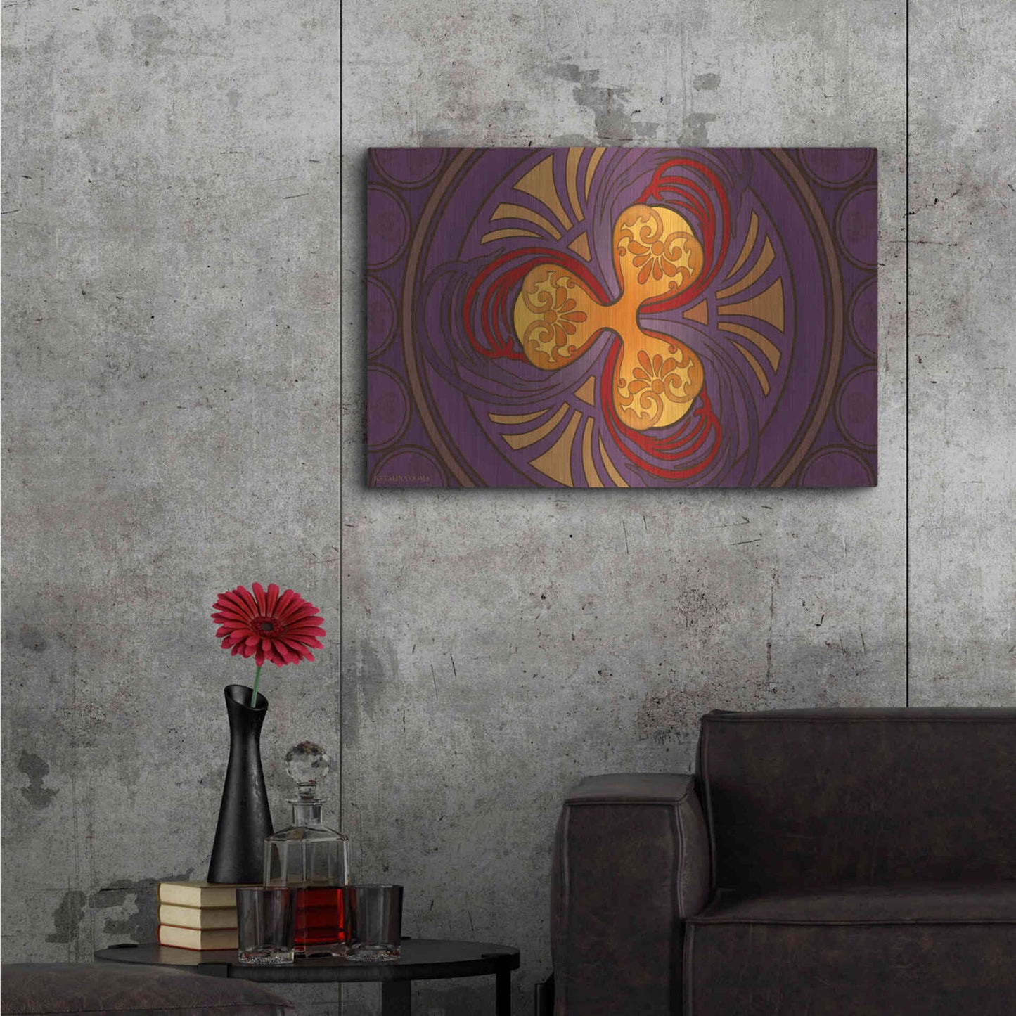 Luxe Metal Art 'Art Nouveau Ripple Crypto' by Katalina, Metal Wall Art,36x24