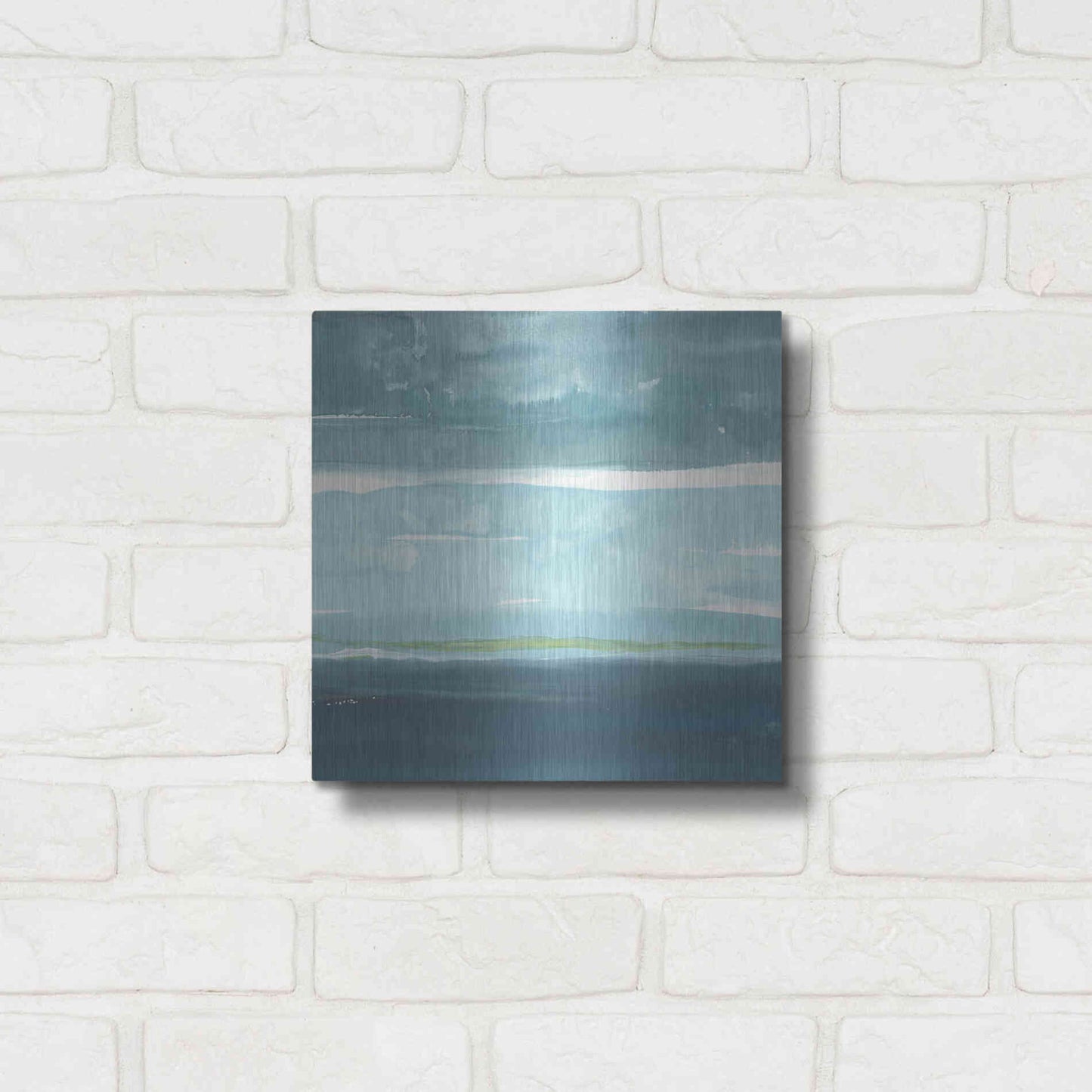 Luxe Metal Art 'Teal Horizon II' by Rob Delamater, Metal Wall Art,12x12