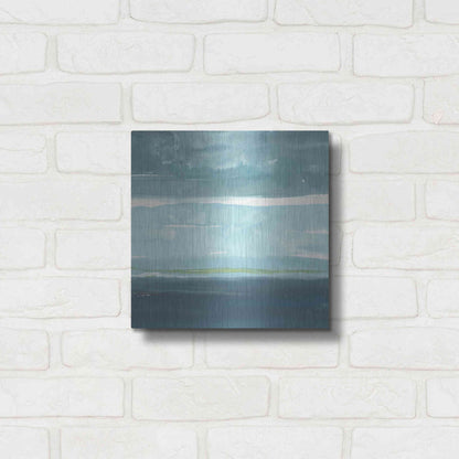 Luxe Metal Art 'Teal Horizon II' by Rob Delamater, Metal Wall Art,12x12