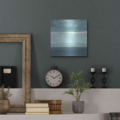 Luxe Metal Art 'Teal Horizon II' by Rob Delamater, Metal Wall Art,12x12