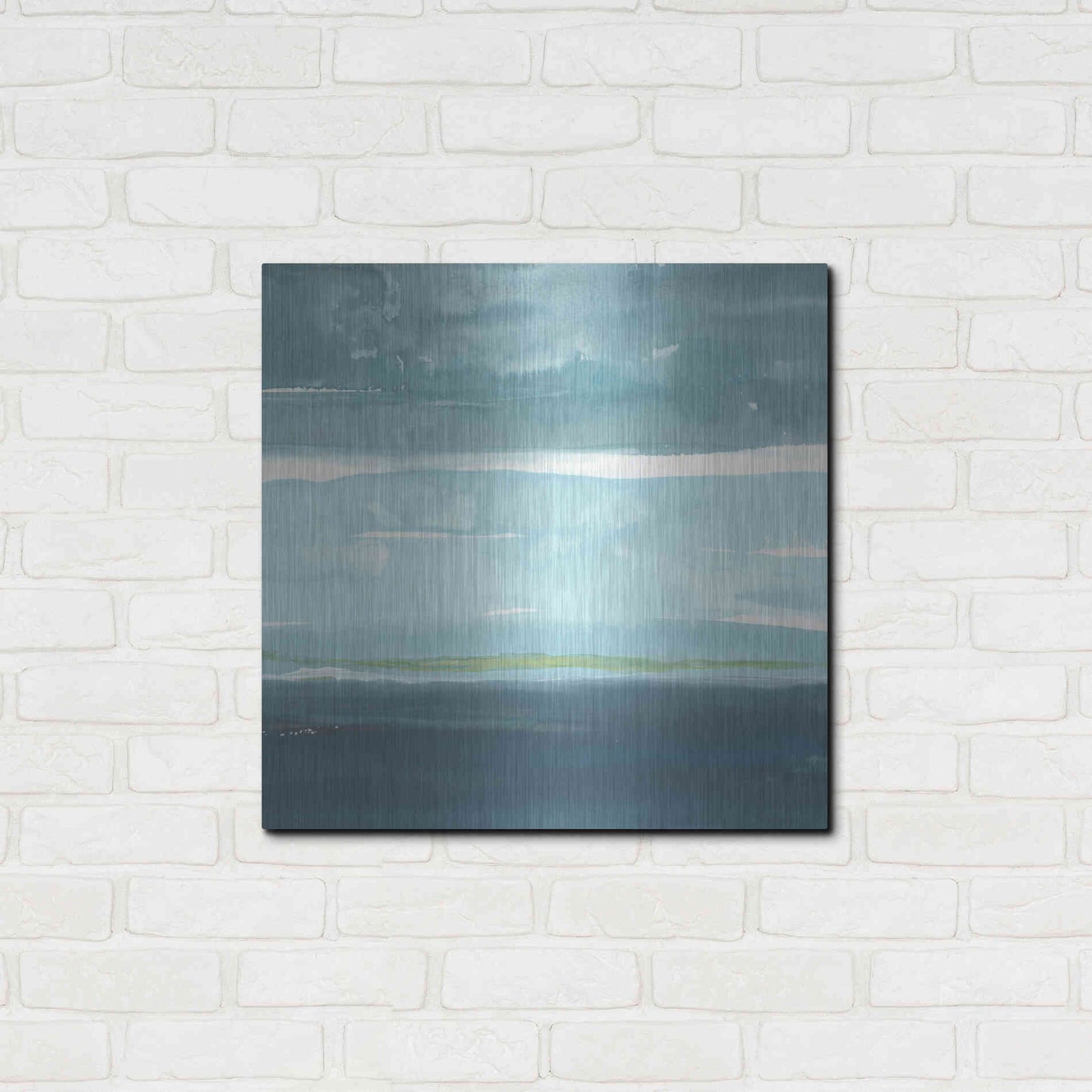Luxe Metal Art 'Teal Horizon II' by Rob Delamater, Metal Wall Art,24x24