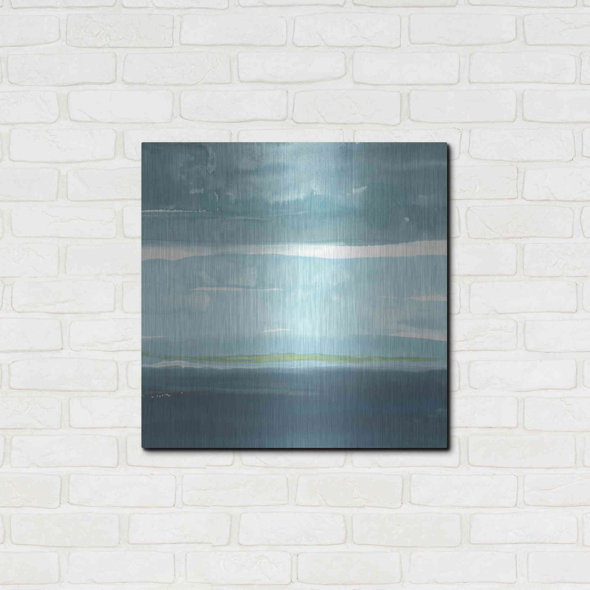 Luxe Metal Art 'Teal Horizon II' by Rob Delamater, Metal Wall Art,24x24