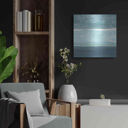 Luxe Metal Art 'Teal Horizon II' by Rob Delamater, Metal Wall Art,24x24