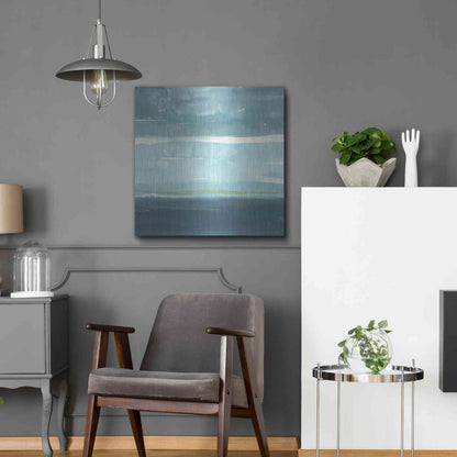 Luxe Metal Art 'Teal Horizon II' by Rob Delamater, Metal Wall Art,24x24