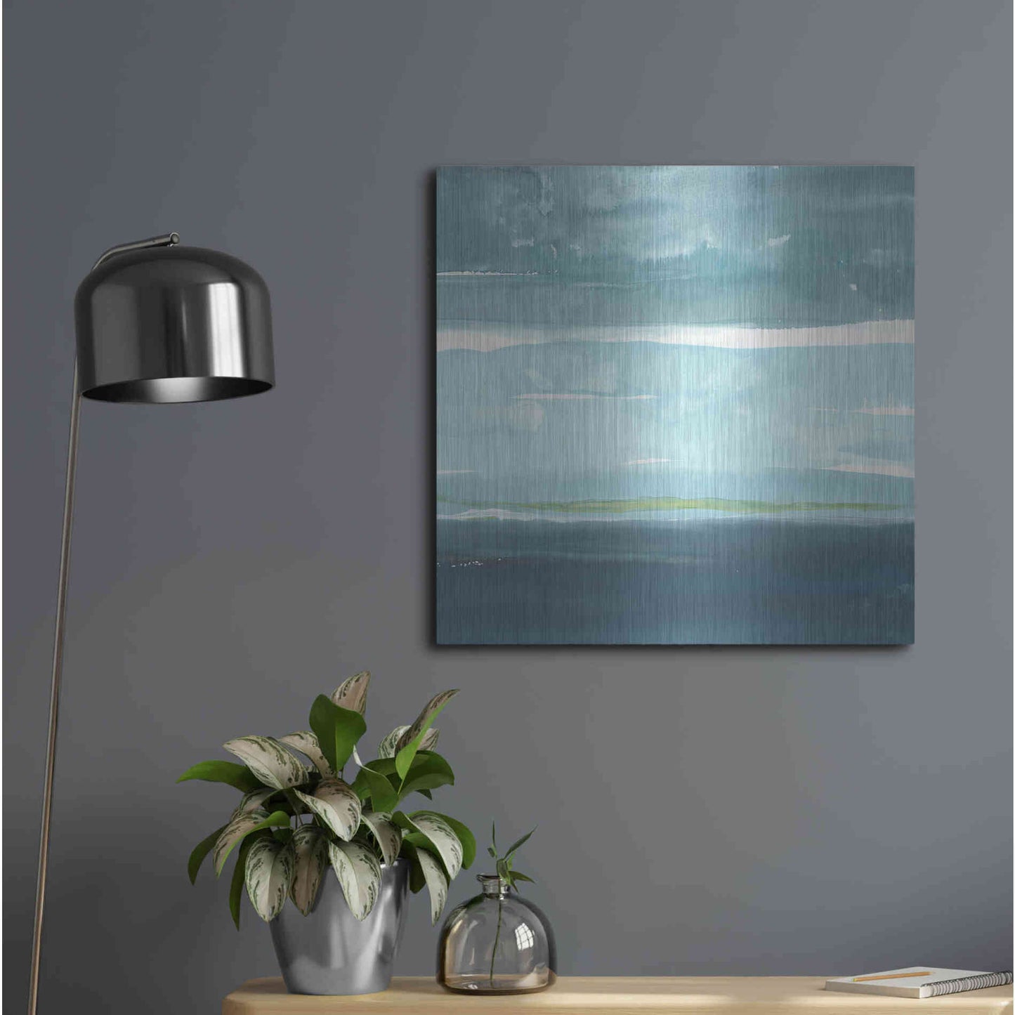 Luxe Metal Art 'Teal Horizon II' by Rob Delamater, Metal Wall Art,24x24