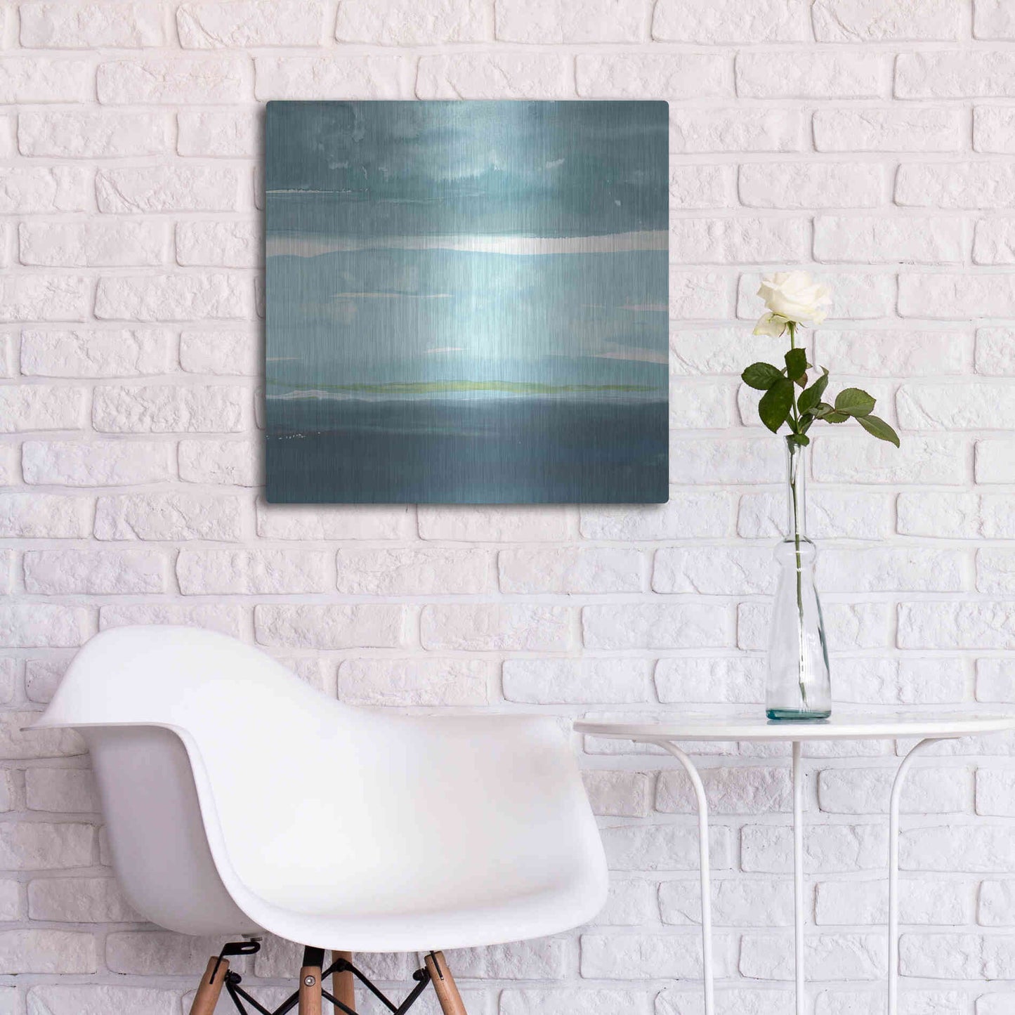 Luxe Metal Art 'Teal Horizon II' by Rob Delamater, Metal Wall Art,24x24