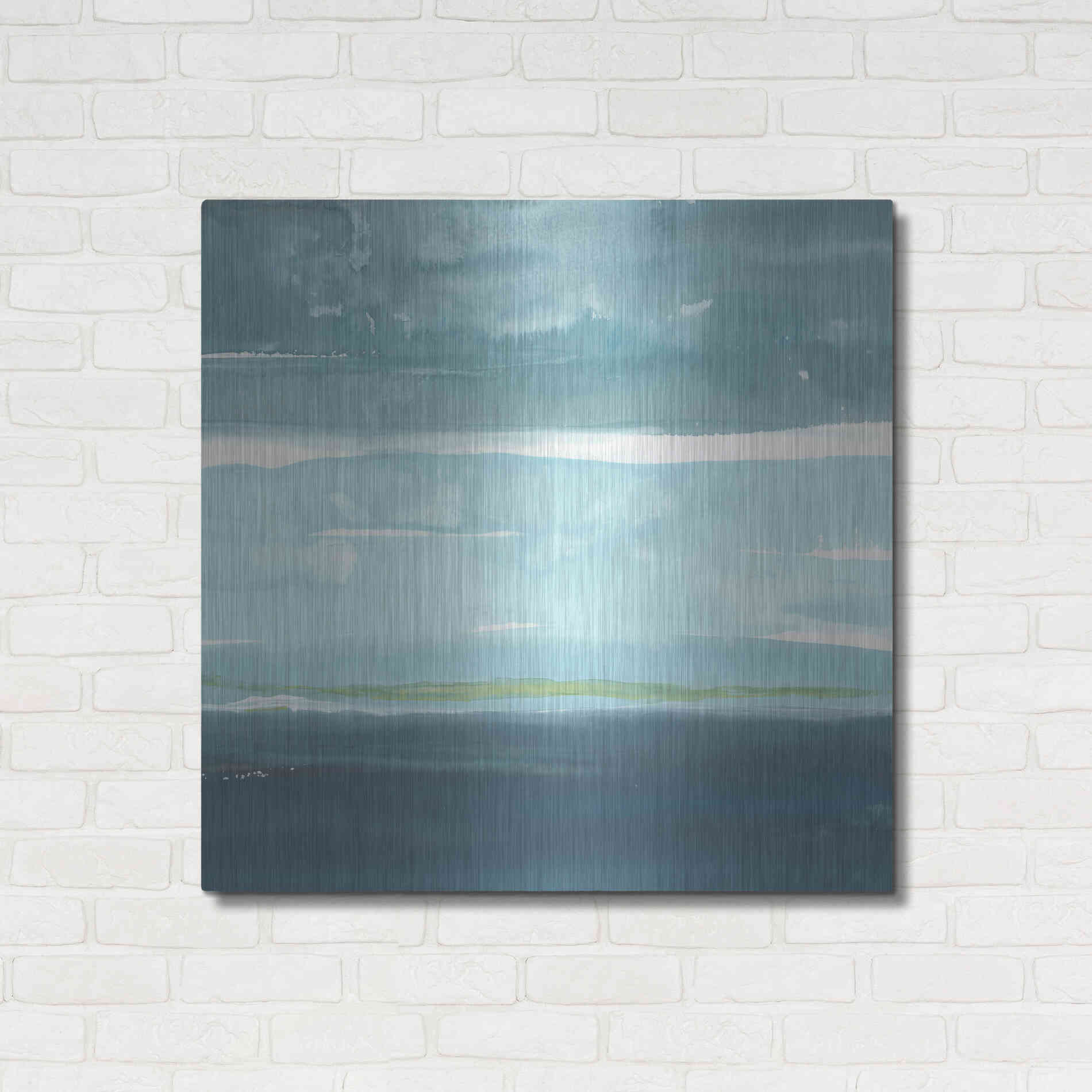 Luxe Metal Art 'Teal Horizon II' by Rob Delamater, Metal Wall Art,36x36