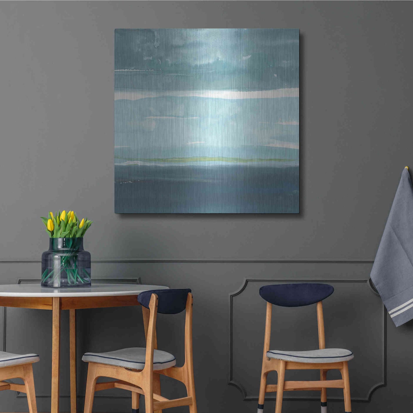 Luxe Metal Art 'Teal Horizon II' by Rob Delamater, Metal Wall Art,36x36