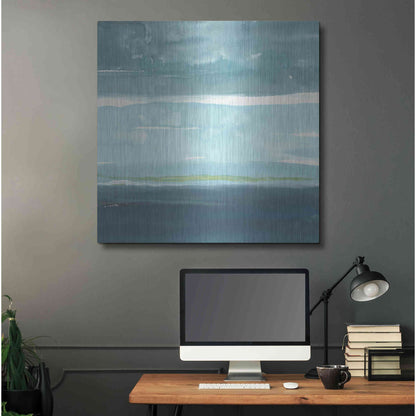 Luxe Metal Art 'Teal Horizon II' by Rob Delamater, Metal Wall Art,36x36