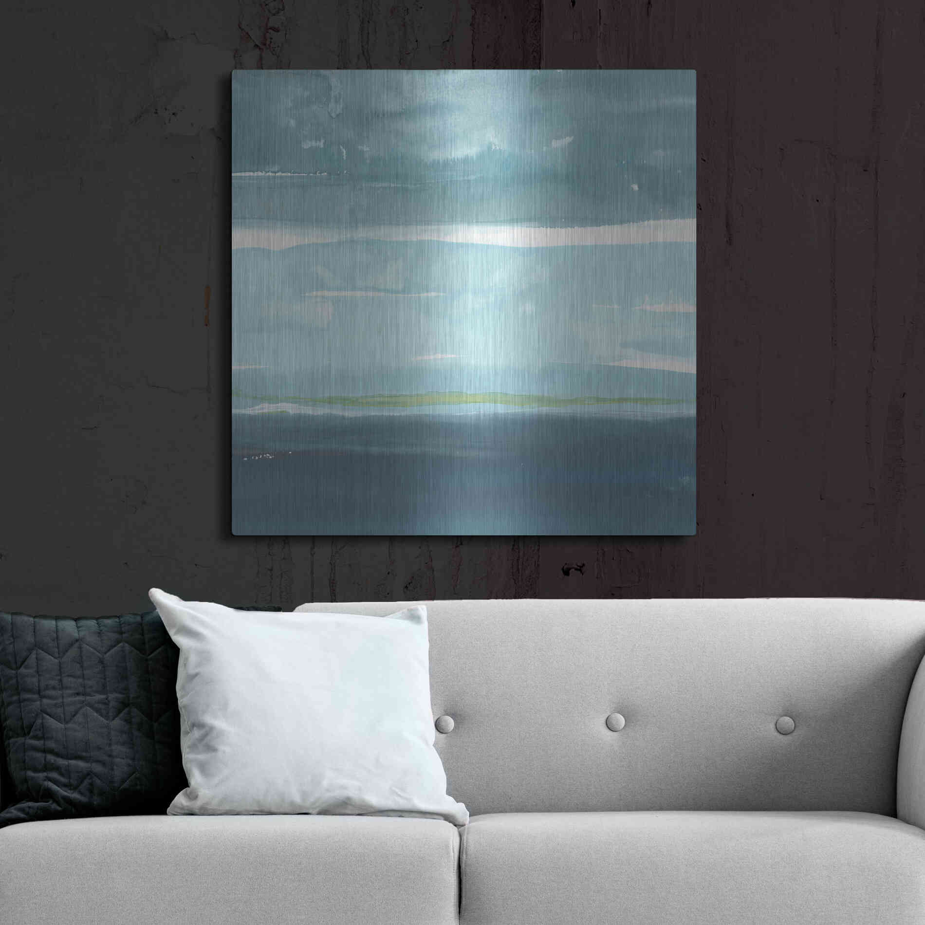Luxe Metal Art 'Teal Horizon II' by Rob Delamater, Metal Wall Art,36x36