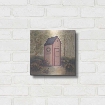 Luxe Metal Art 'Folk Art Outhouse I' by Pam Britton, Metal Wall Art,12x12
