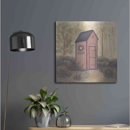 Luxe Metal Art 'Folk Art Outhouse I' by Pam Britton, Metal Wall Art,24x24