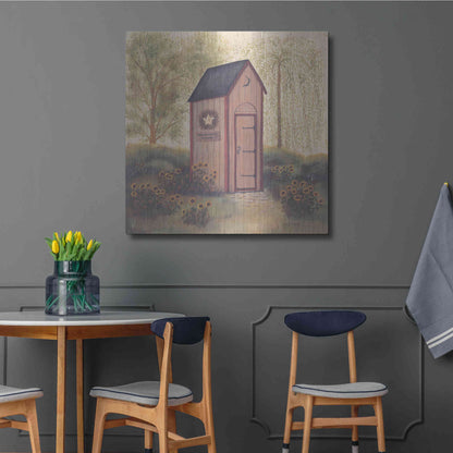 Luxe Metal Art 'Folk Art Outhouse I' by Pam Britton, Metal Wall Art,36x36