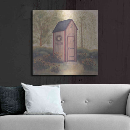 Luxe Metal Art 'Folk Art Outhouse I' by Pam Britton, Metal Wall Art,36x36