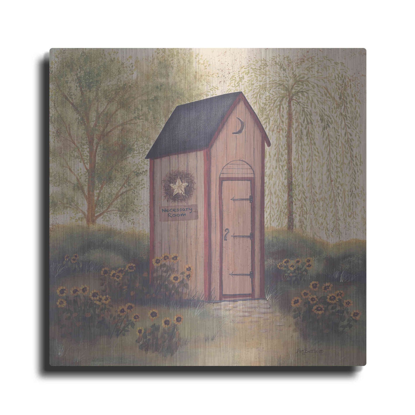 Luxe Metal Art 'Folk Art Outhouse I' by Pam Britton, Metal Wall Art