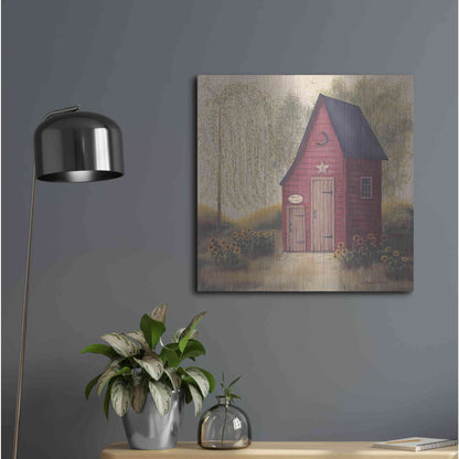 Luxe Metal Art 'Folk Art Outhouse II' by Pam Britton, Metal Wall Art,24x24