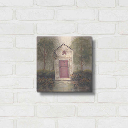 Luxe Metal Art 'Folk Art Outhouse III' by Pam Britton, Metal Wall Art,12x12