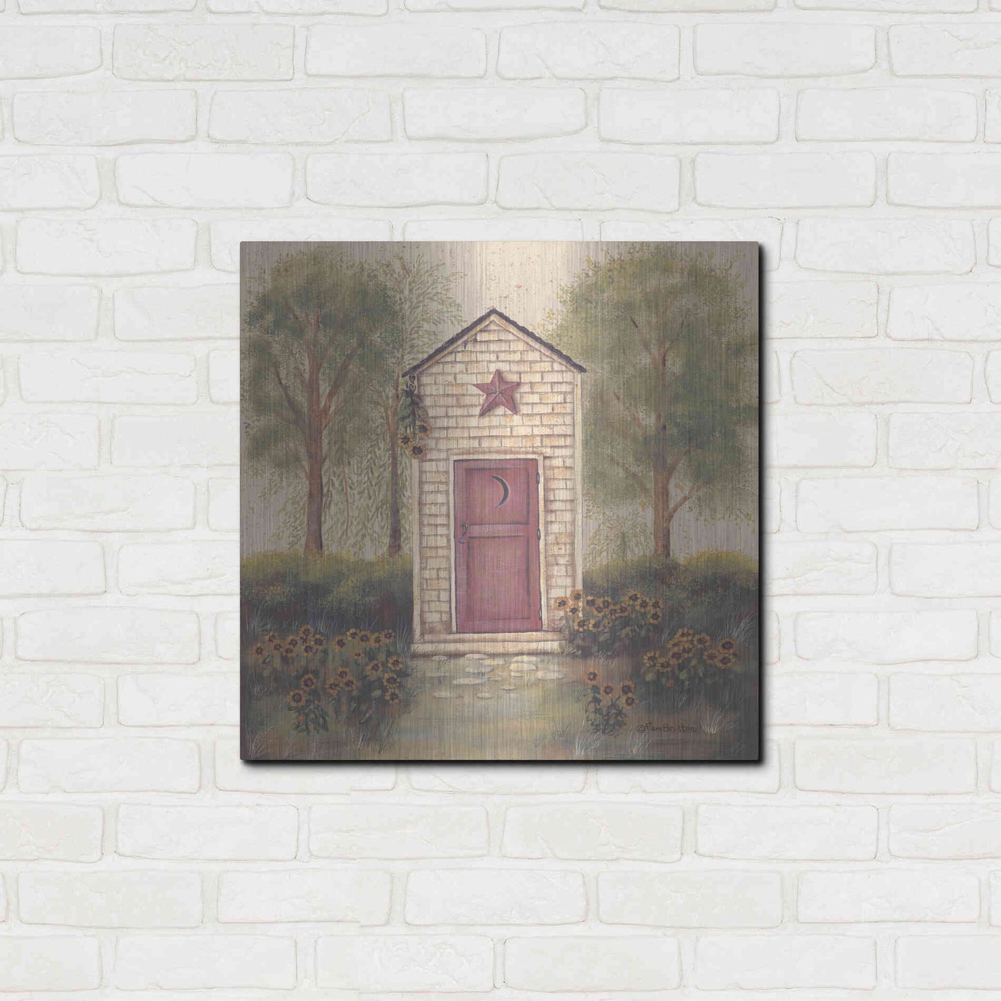 Luxe Metal Art 'Folk Art Outhouse III' by Pam Britton, Metal Wall Art,24x24