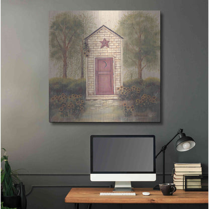 Luxe Metal Art 'Folk Art Outhouse III' by Pam Britton, Metal Wall Art,36x36