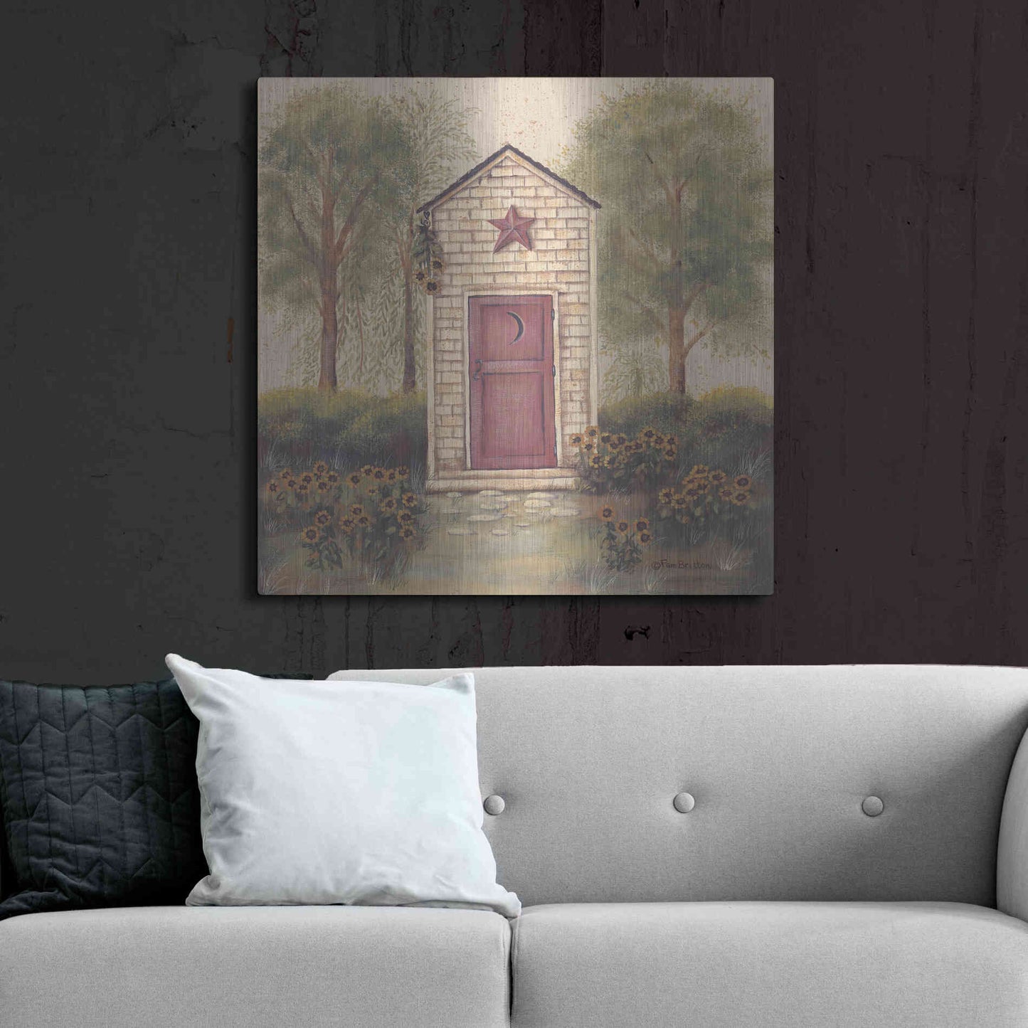 Luxe Metal Art 'Folk Art Outhouse III' by Pam Britton, Metal Wall Art,36x36