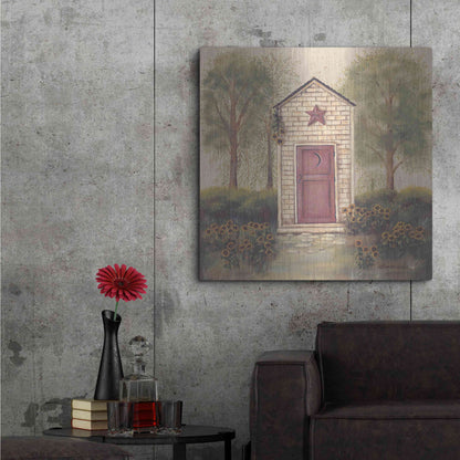 Luxe Metal Art 'Folk Art Outhouse III' by Pam Britton, Metal Wall Art,36x36