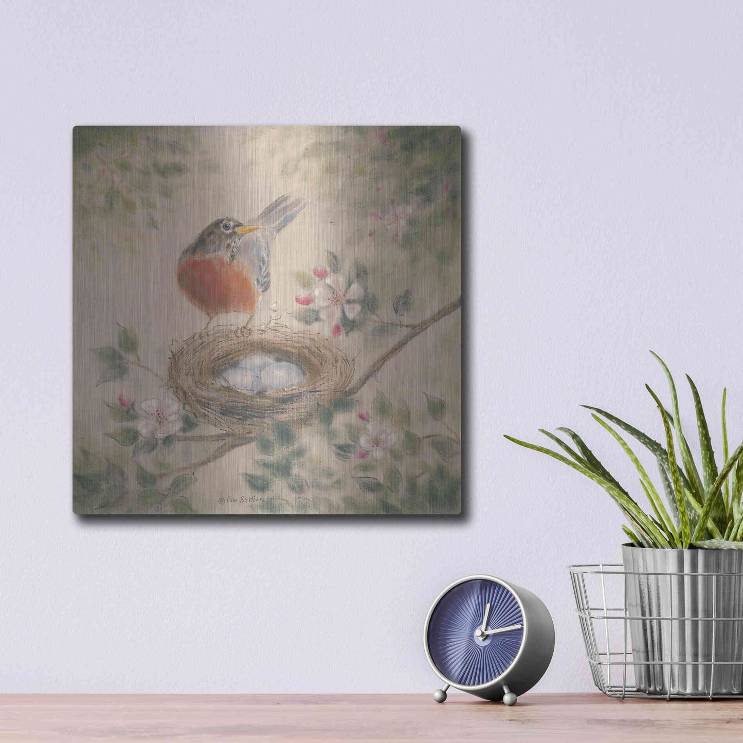 Luxe Metal Art 'Spring Eggs' by Pam Britton, Metal Wall Art,12x12